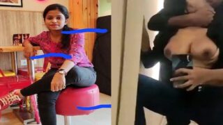 Girlfriend big boobs pressing sex mms tape in hotel