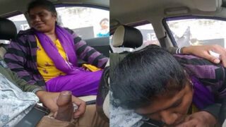South Indian aunty cock sucking in car with husband’s friend
